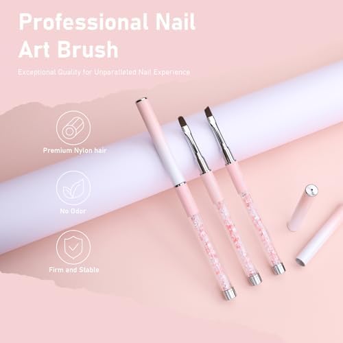 3PCS Nail Art Clean Up Brushes -Round/Angled Nail Brushes - Image 2