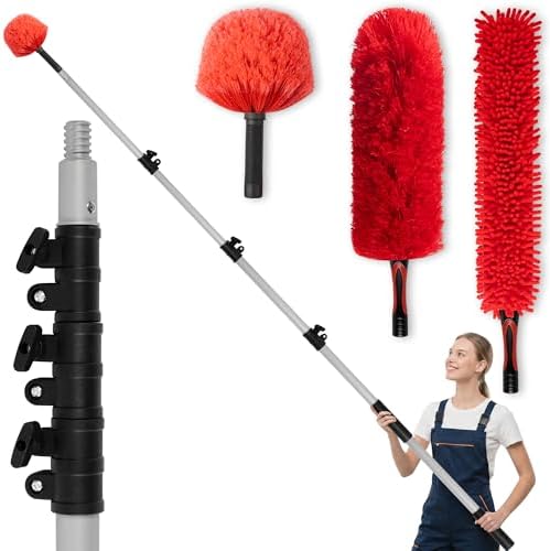 8 FT Cobweb Duster with Extension Pole, 12 FT High Reach Ceiling Fan Cleaner by SimpleSolutionsforCozyHome