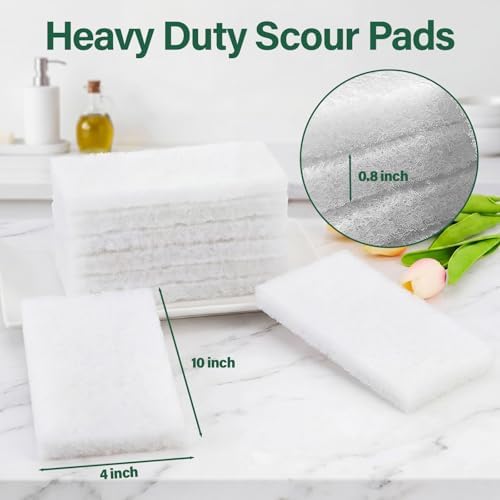 8 Pack Scouring Pads, 10 x 4 Inch Large Reusable Multipurpose Scouring Sponges - Image 2
