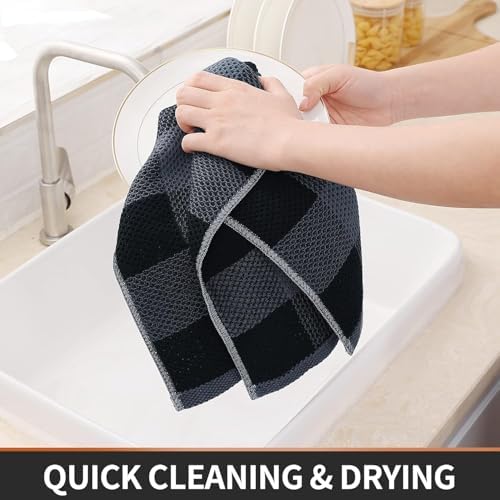 Homaxy 100% Cotton Kitchen Towels and Dishcloths Set of 10 - Image 4