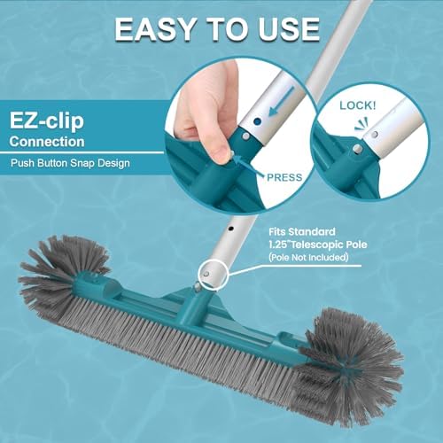 20” Pool Brush Head with Round Ends, Nylon Bristles, Extra Wide Plastic Pool - Image 4