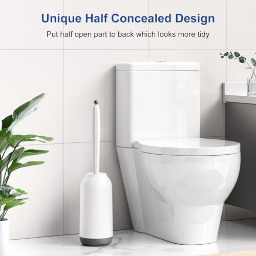HAMITOR Toilet Bowl Brush Holder Set: 2Pack Deep Cleaning Silicone Toilet - Image 6