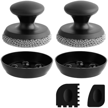 2PCS Cast Iron Scrubber Cleaner, Chainmail Scrubber by SEFONE