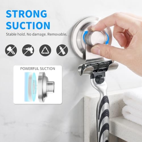 Taozun 2 Pack Razor Holder for Shower, Suction Cup Hooks for Towel - Image 4