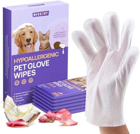 HICC PET Dog Wipes for Dogs & Cats, Individual Glove Packs by HICCPET