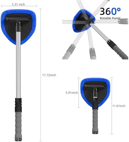 Windshield Cleaner Tool with Extendable Aluminum Handle, Streak-Free Auto Glass - Image 2