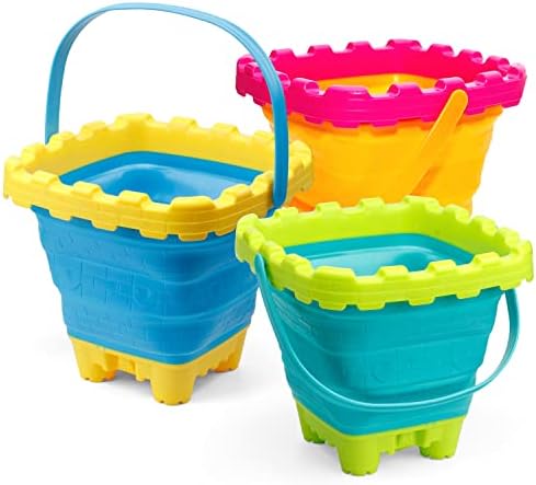 3L Jumbo Foldable Buckets, Castle Sand Beach Toy Silicon Pails by -