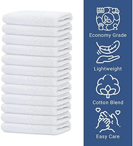 GOLD TEXTILES 12 Pack Economy White Washcloths Set - Image 2