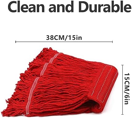 3-Pack Commercial Red Cotton Loop Wet Mop Head Refill - Image 3