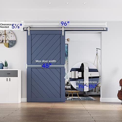 EaseLife 8 FT Brushed Nickel Sliding Barn Door Hardware Track Kit, Basic J - Image 6