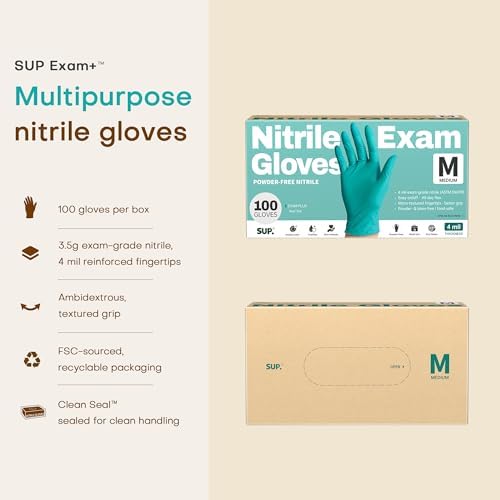 SUP Exam Plus® Nitrile Gloves, Powder-Free Disposable, Teal 100 Count - Image 6