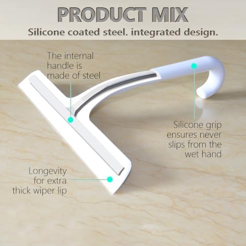 Silicone Shower Squeegee with Hook, Streak-Free Glass Wiper - Image 3