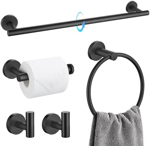 TQKAG Matte Black Bathroom Hardware Set 5 Pieces, SUS304 Stainless Steel Towel by TQKAG