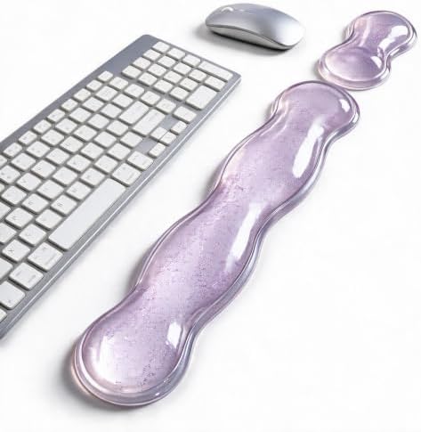 Wrist Rest for Keyboard and Mouse, Glitter Ergonomic Mouse Hand Rest Set by Luvzuni