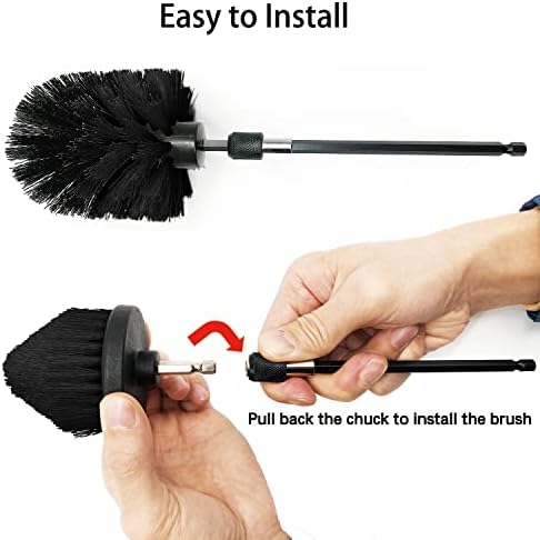 8 Pack Drill Brush Attachment Set, 1/4in Power Scrubber Brush + Extend Long Rod - Image 6