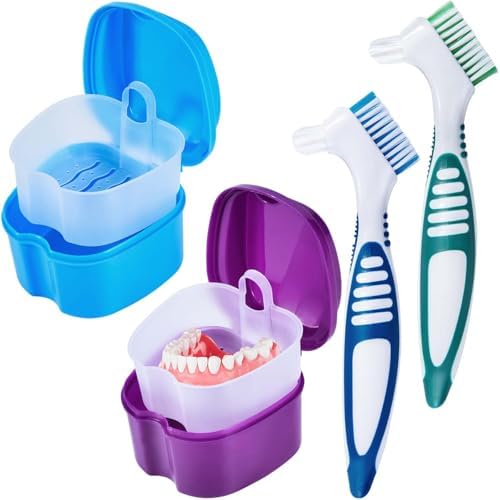 KISEER 2 Pack Denture Bath Case Cup Box Holder Storage Container by KISEER