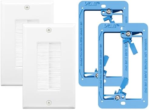 VCE Brush Wall Plate with Low Voltage Box, Decorator Wall Cover with Low by VCE