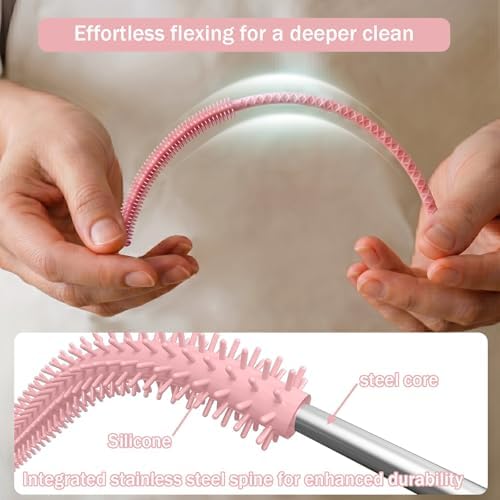 2Pcs Silicone Straw Cleaner Brush. Extra Long 12.6In Reusable Straw Brush - Image 3