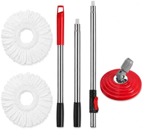 Extendable Mop Handle Set with 2 Microfiber Heads and Mop Plate by RinseWise