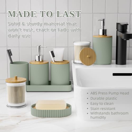 Sage Green Bathroom Accessories Set Complete - Image 4