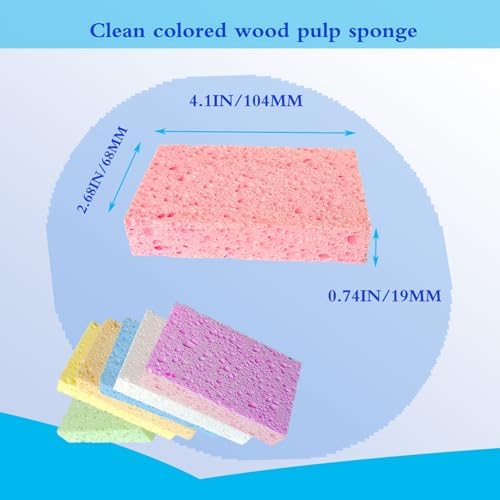 12 Pack Cellulose Kitchen Sponge, Non-Scratch Natural Clean Sponge - Image 2