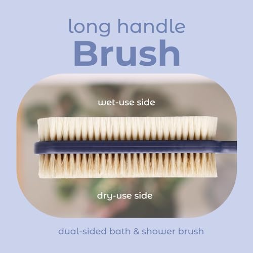 MainBasics Shower Brush Back Scrubber, Dual Sided Body Brush, Long Handle - Image 2