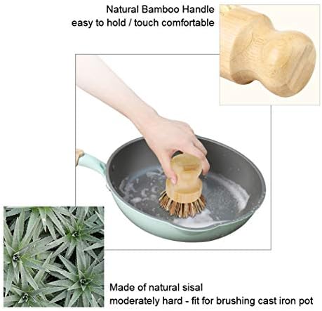 2 Pack Bamboo Dish Scrub Brush, Picowe Natural Scrub Cleaning Brush Vegetable - Image 4