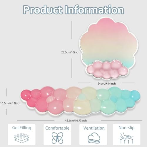 Pastel Cloud Wrist Rest and Gel Mouse Pad Support - Image 2