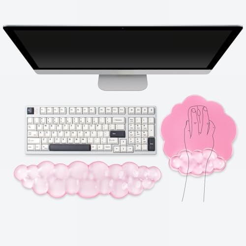 Pink Cloud Gel Wrist Rest for Keyboard and Mouse by Sumgsn