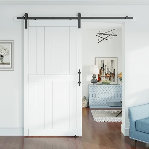 SMARTSTANDARD 42" x 84" White Sliding Barn Door by SMARTSTANDARD
