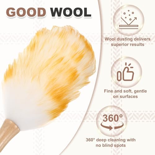 uxcell Wool Duster, 14.2" Natural Feather Cleaner Household Cleaning Duster - Image 5