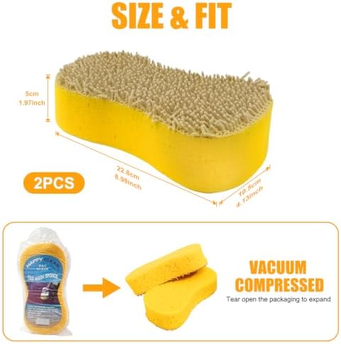2 Pack Large Plush Car Sponge for Cleaning - Image 2