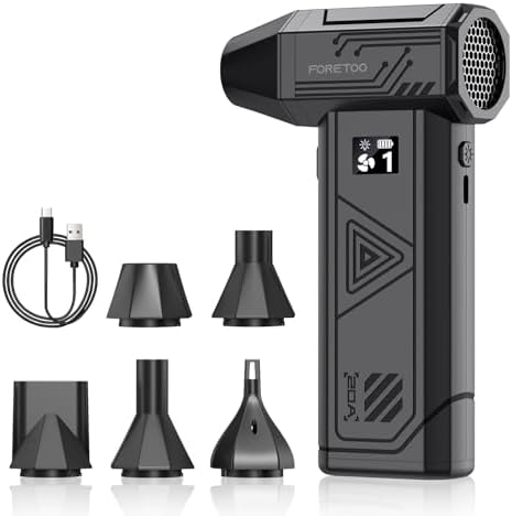 Foretoo Compressed Air Duster, 130000RPM Super Power LED Display Electric Air by FORETOO