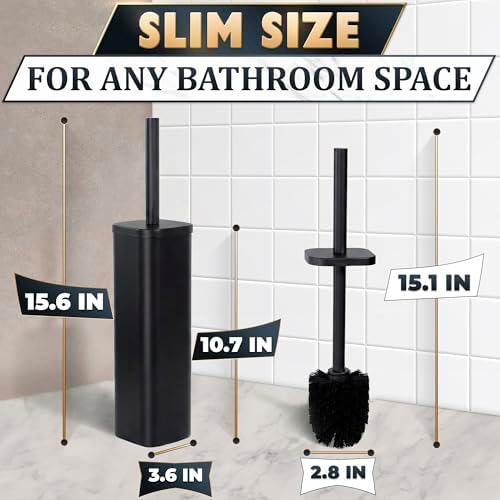 Black Toilet Brush and Holder Set - Image 2