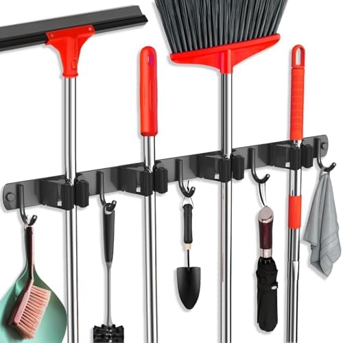 Mop and Broom Holder Wall Mount, Upgraded Broom Hanger Wall Mount, Stainless by FODARSAI