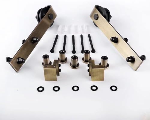 5FT Classic Brass Sliding Barn Door Hardware Kit - Image 4