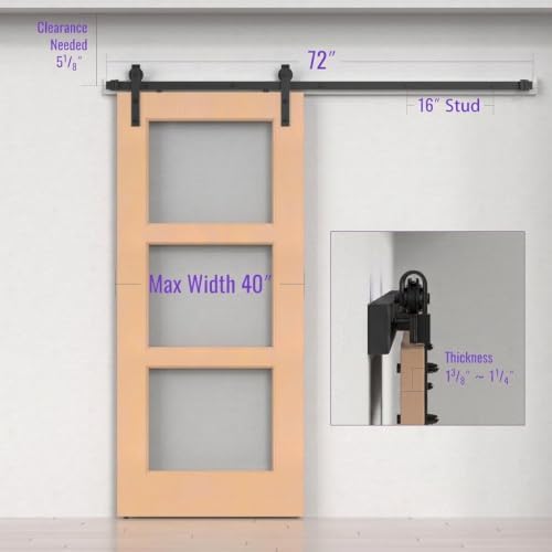 6.6FT Classic Brass Sliding Barn Door Hardware Kit - Image 4