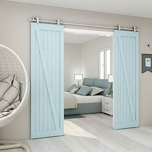 TSMST 9.6FT Sliding Barn Door Hardware Kit, Top Mount Stainless Steel Heavy - Image 6