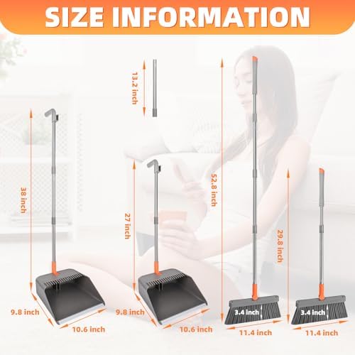 Broom and Dustpan Set, 51 inch Long Adjustable Handle Angle Broom and Dustpan - Image 2