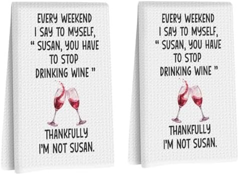 Lovdazzles 2 Pcs Funny Wine Kitchen Towels Decorative Tea Towel by Lovdazzles
