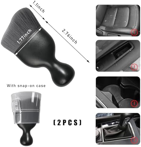 Dickno 2PCS Car Interior Dust Brush, Soft Scratch Free Auto Detailing Brushes - Image 2