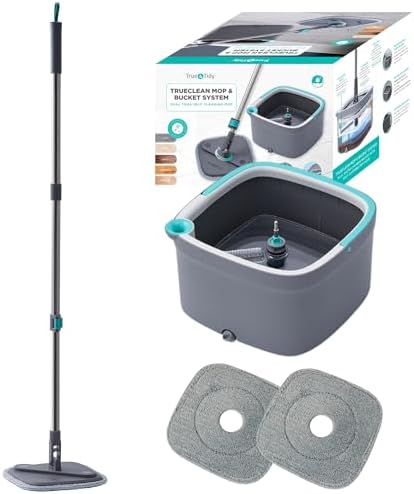 True & Tidy® SPIN-800 TrueClean Mop and Bucket System Upgraded Version w/Side by TrueTidy