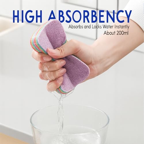 LEAVAQ Microfiber Sponge 4 Pack, Peelable 12-Layer Bathroom Cleaning Pads - Image 2