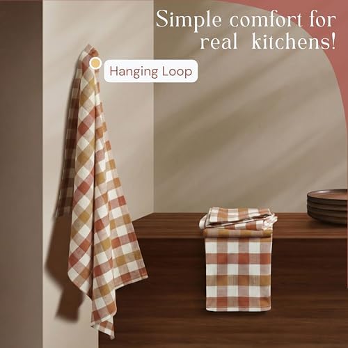 Multi Checkered Dish Towels 4 Pack, 18x26 Inches, 100% Cotton Kitchen Cloths - Image 6