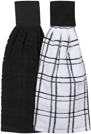 Ritz Premium 100% Cotton Solid and Multi Check Kitchen Tie Towel, Super Soft by RITZ
