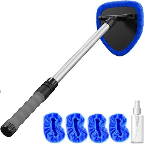 Windshield Cleaner Tool with Extendable Aluminum Handle, Streak-Free Auto Glass by JPJCOOY