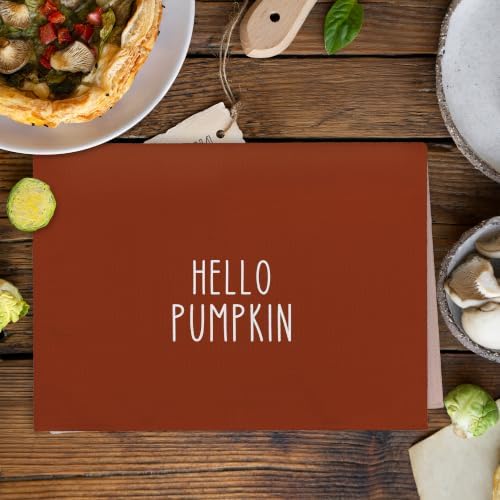 Fall Hello Pumpkin Rust Kitchen Towels and Dishcloths Sets of 2 - Image 3