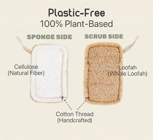 Purle Natural Kitchen Sponges, Eco-Friendly, Compostable Dish Sponges, Loofah & - Image 2