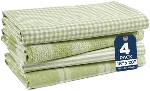 LANE LINEN Cotton Dish Towels for Kitchen Quick Drying, Durable 4 Pack by LaneLinen
