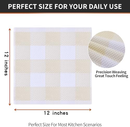 Homaxy 100% Cotton Check 6 Pack Dish Cloths - Image 5